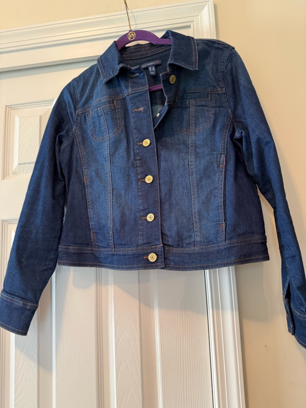 Isaac Mizrahi TRUE DENIM Jean Jacket Dark Indigo-Reg 6